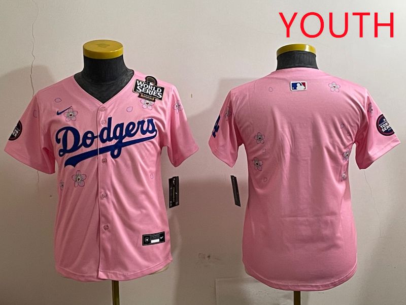 Youth Los Angeles Dodgers Blank Pink Sakura Edition 2025 Nike MLB Jersey style 3->youth mlb jersey->Youth Jersey